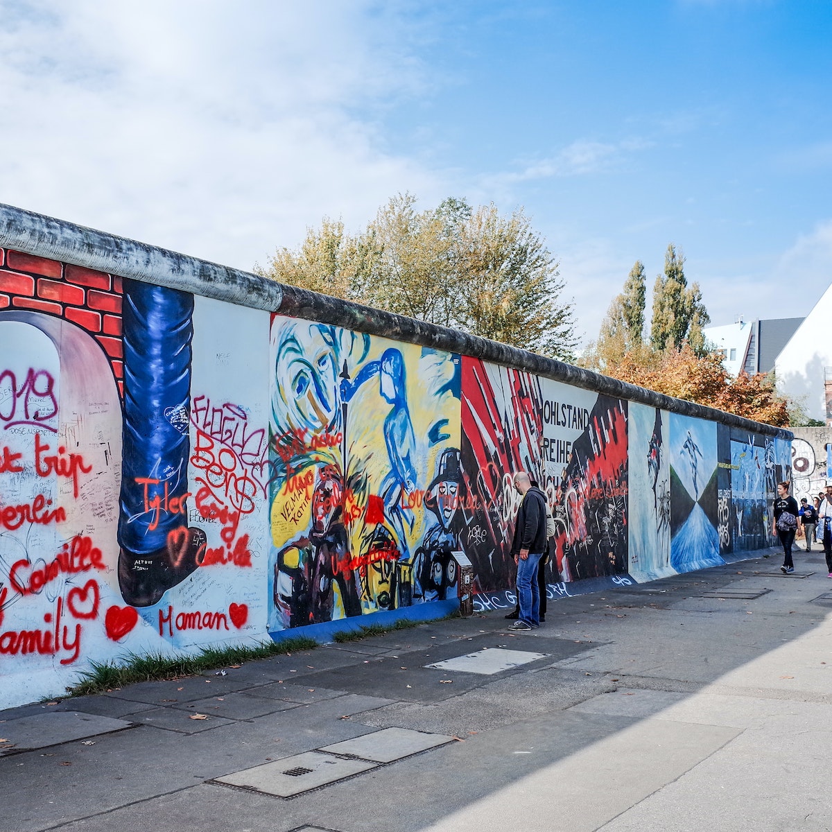 BERLIN, GERMANY- October 15, 2014: Berlin Wall was a barrier constructed starting on 13 August 1961. East Side Gallery is an international memorial for freedom. October 15, 2014 in Berlin